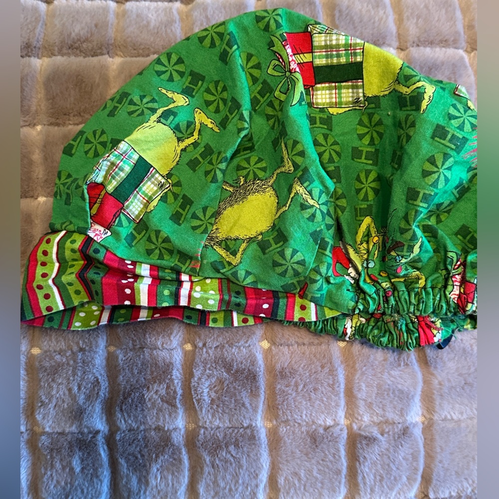 Bouffant Grinch scrub cap